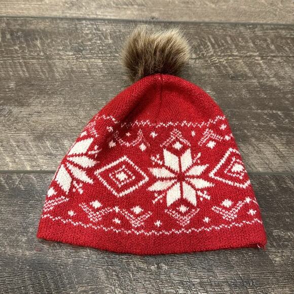 Bundle 2 Christian Siriano Women's Fair Isle Mockneck Sweater & Hat Red Size L - Picture 8 of 12